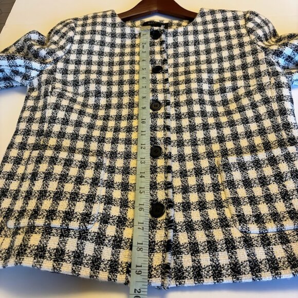 Talbots Black and White Gingham Tweed Jacket Size Small Size 4 - Picture 7 of 11